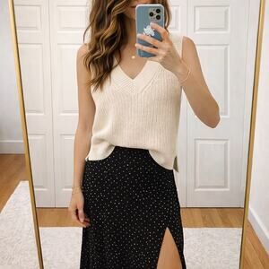 Abercrombie Cream Chunky Knit Sweater Vest XXS Oversized